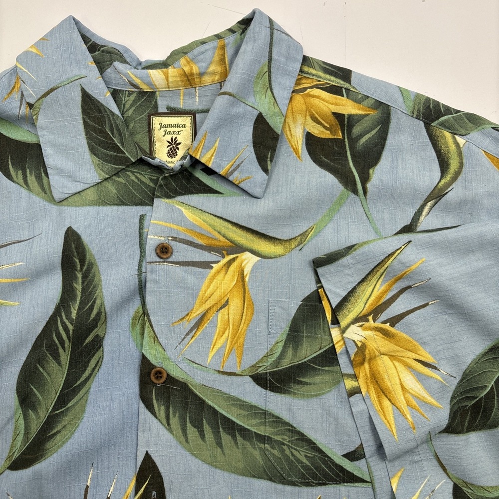 Jamaican Jaxx Mens Silk Birds Of Paradise Island Style Hawaiian Shirt Floral 2XL